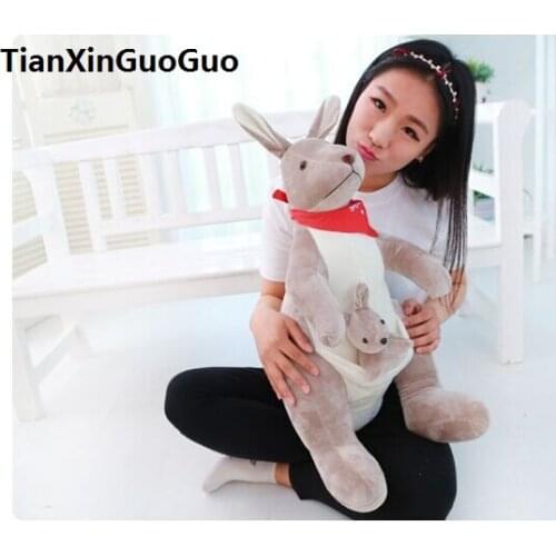 New arrival stuffed toy cartoon kangaroo with red scarf flag large 60cm plush toy soft doll throw pillow birthday gift h2002