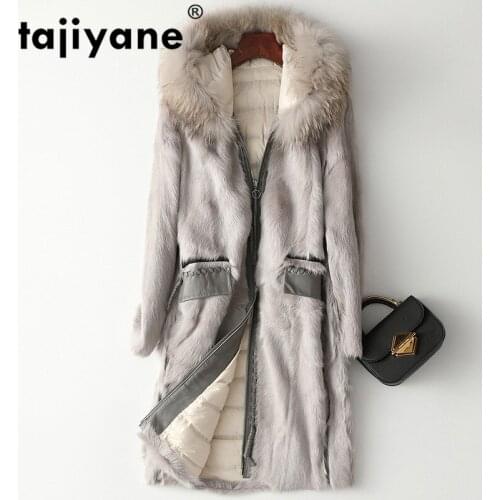 Natural Fur Coat Women Winter Duck Down Jacket Raccoon Fur Hooded Clothes 2021 Vintage Long Double Faced Fur Coats Hiver 090310