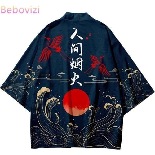 Plus Size 5XL 6XL Chinese Character Beach Japanese Style Kimono Streetwear Men Women Cardigan Haori Yukata Harajuku Tops Robe