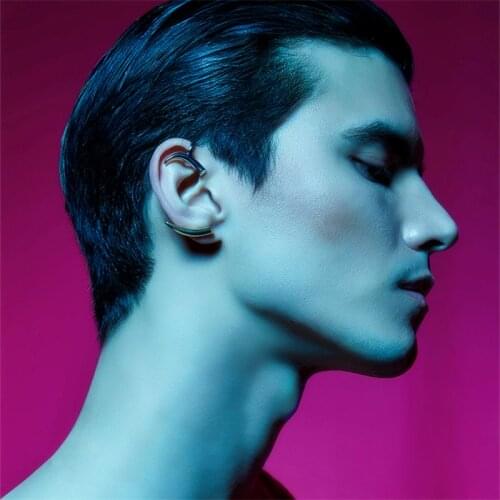 HUANZHI 2020 New Personality Crescent Curve Irregular Half Pack Earhook Lovers Earrings For Women And Man Party Jewelry Gift