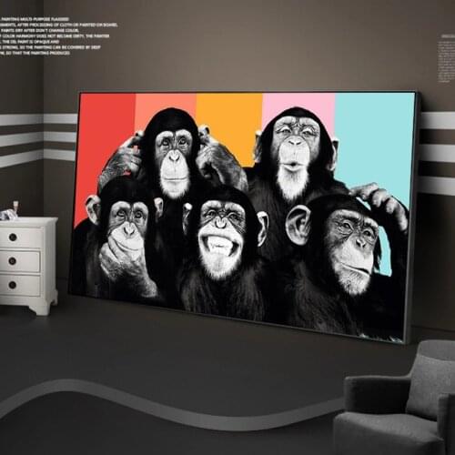 Funny Monkeys Abstract Canvas Art Posters And Prints Animals Wall Art Canvas Paintings Kids Room Decor Art Pictures Wall Cuadros
