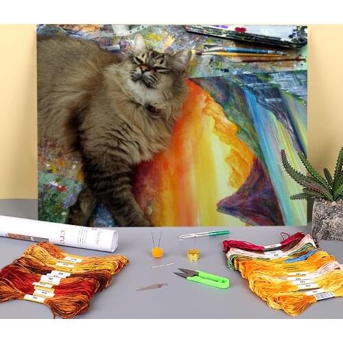 Natural Scenery Chloe Printed Water-Soluble Canvas 11CT Cross-Stitch Complete Kit Embroidery DMC Threads Promotions