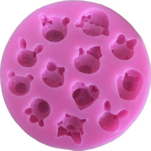 High Quality Mini Silicone Cute Animal Head Cake Decorating DIY Mold Handmade Fondant Mould Tool*1 D153