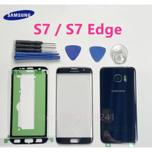 Battery Back Cover Door Housing + LCD Front Touch Screen Glass Outer Lens For Samsung Galaxy S7 G930 G930F S7 Edge G935 G935F
