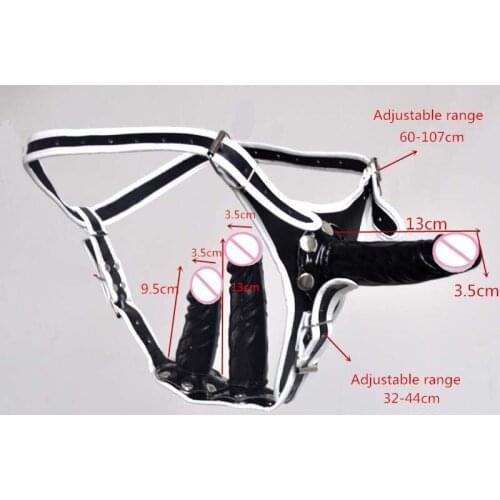 Women Strap Harnesses Man Gays Sex Toys Lesbians Leather Strapon Dildos Lesbian Strap Penis Three Removable Phalluses
