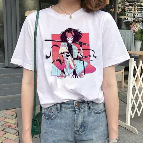 % 100 Katoen Retro Nieuwe Tee Zomer Japanse Gedrukt Letters Casual Harajuku Spoof Losse Top Punk Horror Vrouwelijke Cartoon tops