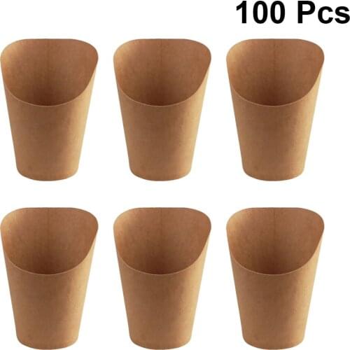 100pcs Kraft Paper Cup Holder Dipping Cups Disposable Take-out for Ice Cream Fries