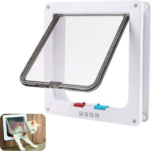 4-Way Locking Pet Cat Door Dog Hole Cats and Small Dogs Indoor / Outdoor with Telescopic Frame S/M/L