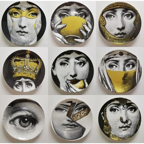 8 inch Plates Colorful Illustration Hanging Dishes Room Home Hotel Decor Cavalieri Face Ceramic Crafts Wall Decor