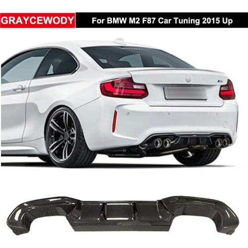 AK Style Real Carbon Fiber Material Car Rear Bumper Lip Diffuser Body Modification Part For BMW M2 F87 Car Tuning 2015 Up