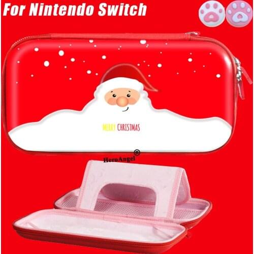 Christmas Theme Nintend Switch Storage Case Travel Bag Big Capacity PU Hard Cover Shell Portable Bag For NS Console Accessory