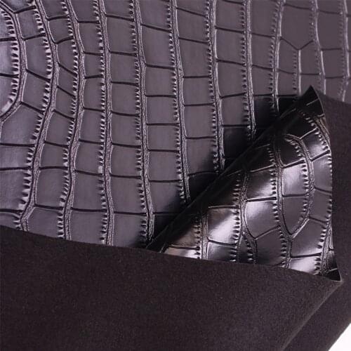 Good 69*50cm1pc Black Faux PU Leather Fabric Faux Crocodile Pu Leather Fabric Thick For Diy Bag Shoes Material Synthetic leather
