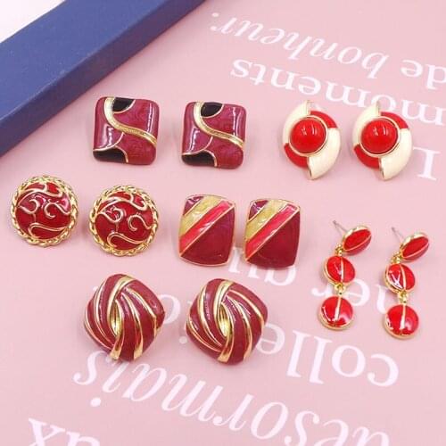 Retro enamel earrings long style palace personality fashion earrings temperament earrings