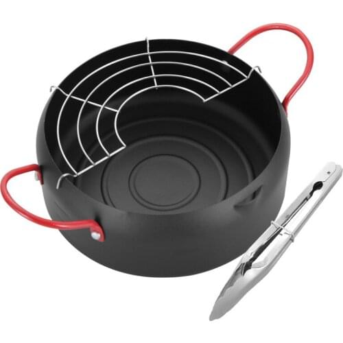 Japanese Deep Frying Pot With Oil Drain Rack Clip 304 Stainless Steel Kitchen Tempura Fryer Pan 22 Cm Kitchen DIY Cooking Tools