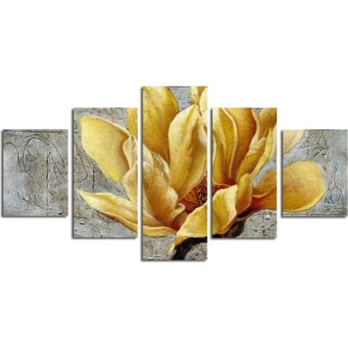HD 5 Panel Yellow Flower for Living Room Home Decor Painting Frame Printed HD Printed Pictures Poster Canvas Wall Art Pictures