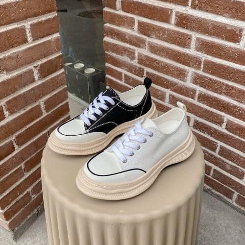 Canvas Women Sneakers Flat Platform shoes 2021 fashion casual Thick bottom outdoor White Ladies sneaker