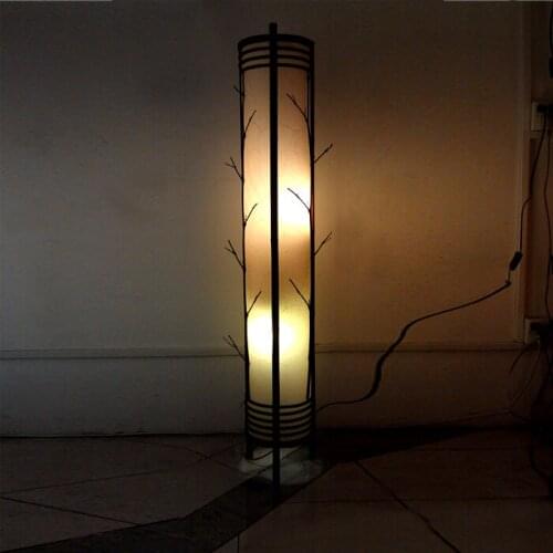 Classical style sheepskin lamp bedroom living room handmade wood bamboo floor lamp