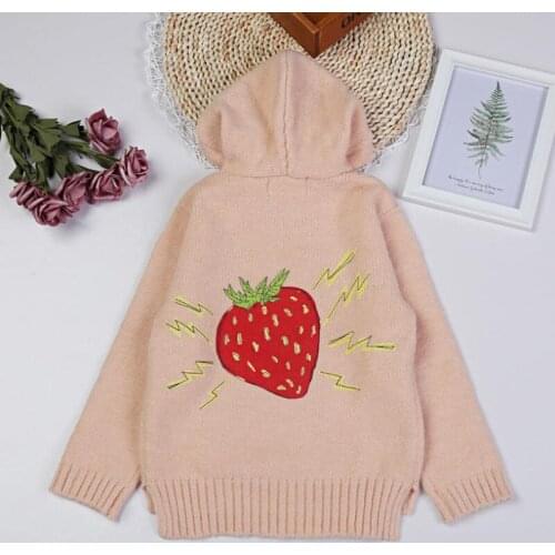 Korean Kids Girl Pullover Sweaters 2020 Spring New Lovely Strawberry Knitted Tops 2-7Yrs Fashion Girls Sweaters Toddler Clothes