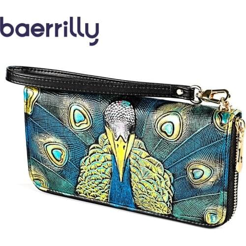 Retro Women Wallet Long Clutch Bags Genuine Leather Wallet Female Genuine Leather Rfid Card Holder Coin Purse Girl Cartera Mujer