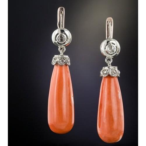 Round&Drop Shaped Orange Stone Pendant with Rhinestone Flower Earrings Bridal Retro Earrings for Women Christmas Gift Jjewelry