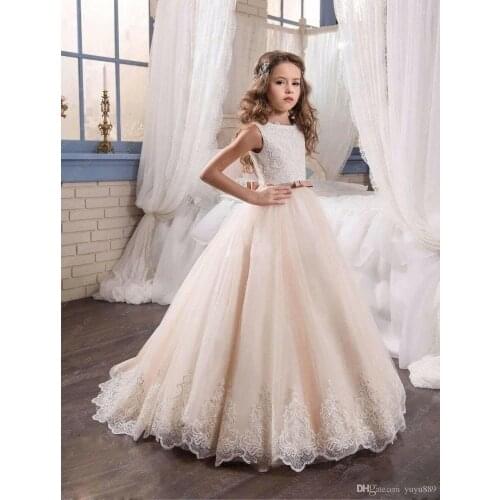 First Communion Dresses For Girl Tulle Lace Infant Toddler Pageant Flower Girl Dress for Wedding and Birthday