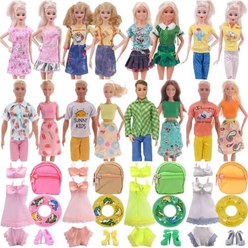 Doll Barbies Swimsuit,Bkni,Buoy,High Heels,Canvas Backpack,T-shirt,Fit For 11.8Inch American Doll,Kens Clothes,Special Toy,Gift