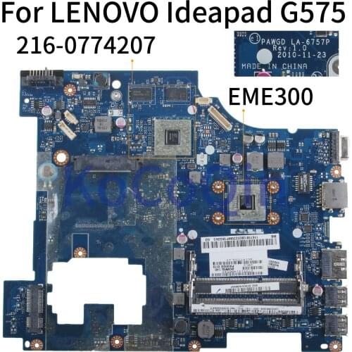 KoCoQin Laptop motherboard For LENOVO G575 E450 Mainboard PAWGD LA-6757P 216-0774207 DDR3