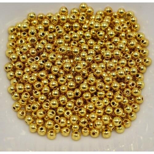 2000 Gold Tone Metallic Acrylic Round Spacer Beads 3mm Smooth Ball Beads