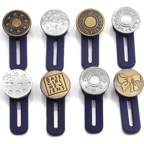 5Pcs Removable Jean Button Metal Retractable Buttons For Clothes Extender Waist Adjustable Metal Button Snap Fastener No Sewing
