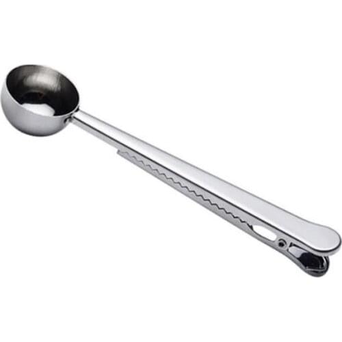 Multi-functional Stainless Steel Coffee Scoop Spoon With Bag Clip Sealing Tea Measuring Coffee Scoop Kitchen Coffee Tools