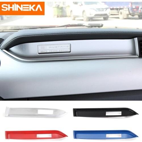 SHINEKA Car Copilot Dashboard Cover Trim Strip Fit Center Console Decoration Stickers Interior Mouldings for Ford Mustang 2015