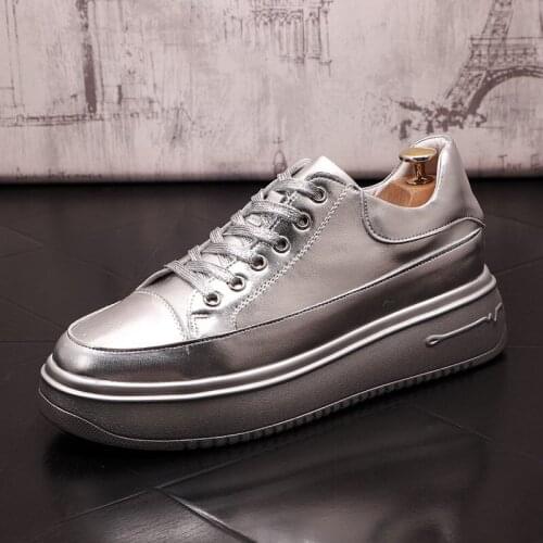 New Arrival Mens Silver Sport Shoes Spring Fall Male Trending White Casual Comfort Leisure Skateboard Platform Zapatos ERRFC