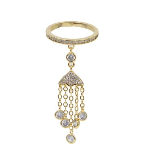 Engagement Ring for Women Wedding Band Zircon Gold Color Crystal Long Tassel Rings for Women delicate tiny trendy drip cz ring