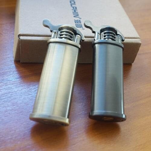 Original Copper Retro Flintstone Kerosene Gas Compact Lighter Cigarette Gasoline Windbreak Gadget Gift Cool Lighter