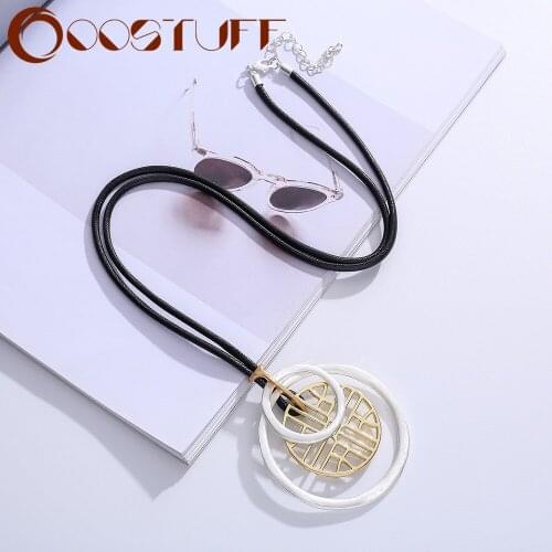 Silver Color Round Cicles Neck Necklace Long Chains Suspension Pendant Decorative Accessories Aesthetic Jewelry for Women Things