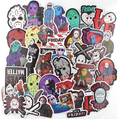 Ransitute R1165 36pcs/set Horror Movie Friday The 13th Scrapbooking Stickers Decal For Guitar Laptop Car Fridge Graffiti Sticker