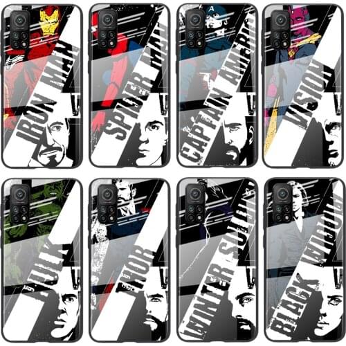 Tempered Glass Luxury Cover Avengers Marvel superhero For Xiaomi POCO F3 F2 X3 NFC X2 M2 Pro Shockproof Shell Phone Case