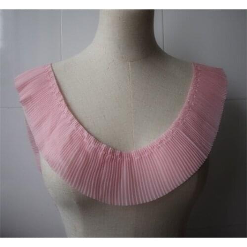 Pink pleat ruffled chiffon trim, pleated 3D ruffled trim for sewing accessories multi colors pink, blue, purple, black, white