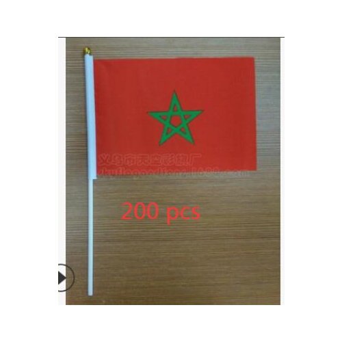Hand flags with Pole 14*21CM of Moroccan 200 pcs to France