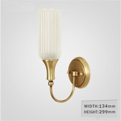 American Loft Style Copper Glass Wall Sconce Modern LED Wall Light Fixtures Vintage Bedside Wall Lamp Home Decor Lighting