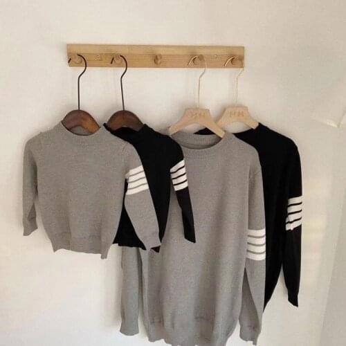Spring and Autumn Sweater Family Matching Clothes Striped Father and Son Mother and Daughter Long-sleeved Shirt Knitted Jumper