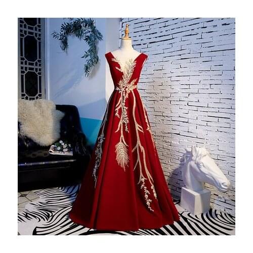 Wine red flower embroidery vine long gown fairy dress vintage medieval dress Renaissance princess Victoria dress