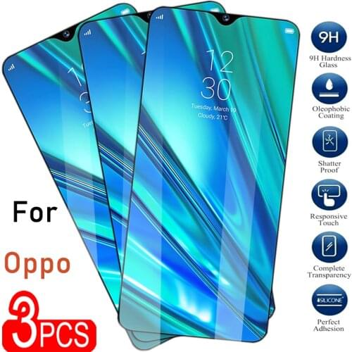 3PCS Safety Glass For oppo realme 5 pro Glass Screen Protection on For Tempered Glass For OPPO A1k A5S A7 A9 Screen Protector