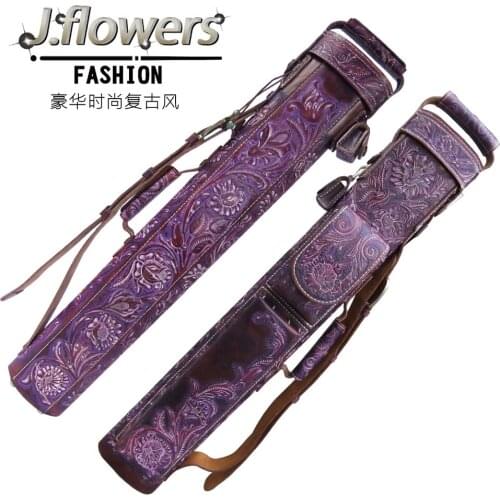 JF6-AB007 Billiard Case 6 Holes 2B4S Genuine Leather Case Top Handmade 90*13*10cm Oval Embroidery Bag Billiard Accessories