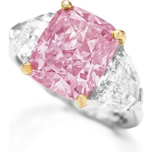 Top Quality Minimalist Pink Stone Rings for Women Triangular Crystal Ring Wedding Engagement Ring Fashion Jewelry Anillos Mujer