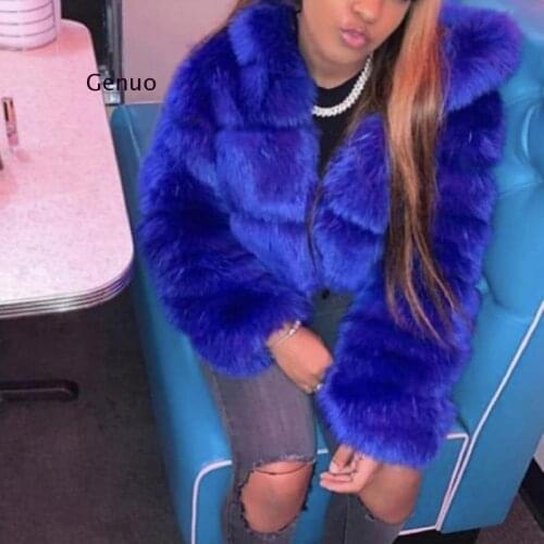 Winter Warm Fluffy Faux Fur Coats Jackets Women High Quality Fake Fur Cropped Jackets With Hooded Winter Fur Jacket