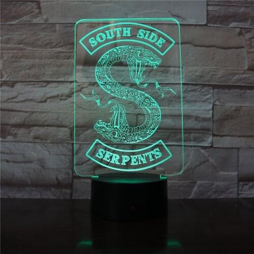 Badges Riverdale Snake Logo Night Light LED Southside Serpents Decor Sign Things Riverdale Accessories Gift Table Bedroom Lamp