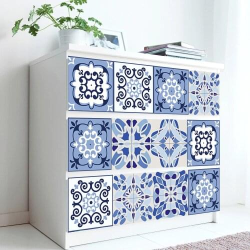 10/15/20/30cm Blue Strip Tiles Wall Stickers Bathroom Kitchen Glass Windows Home Decor Wallpaper Peel & Stick Vinyl Art Mural