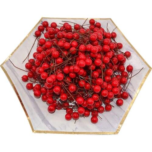 100pcs 1cm Mini Berries Artificial Flower Multicolor Cherry Pomegranate Stamen Wedding Party Decoration DIY Wreath Supplies