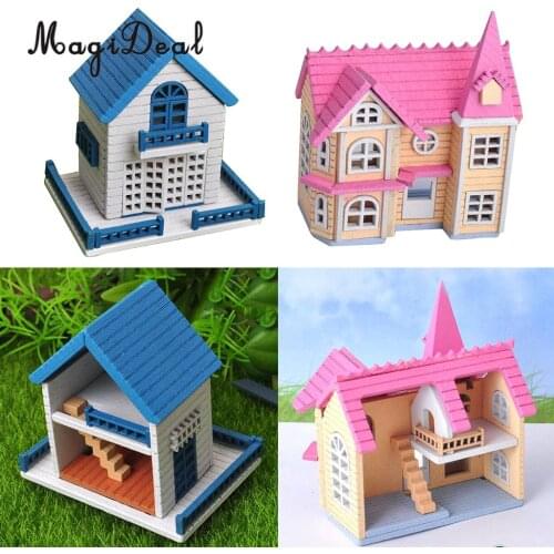 2Set 1:12 Dollhouse Miniatures DIY Doll House Kits Double Attic Assembly House Fairy Tale Cottage Kids Xmaf Gifts